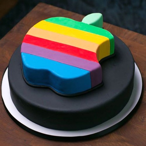 Apple Logo Themed Fondant Cake Delivery in Noida