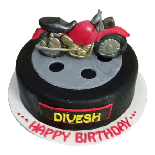 Motorcycle Themed Designer Fondant Cake Delivery in Noida