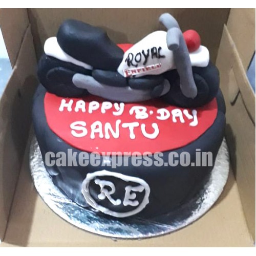 Royal Enfield Theme Fondant Cake Delivery in Noida