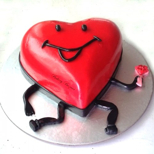 Red Heart Fondant Cake Delivery in Noida