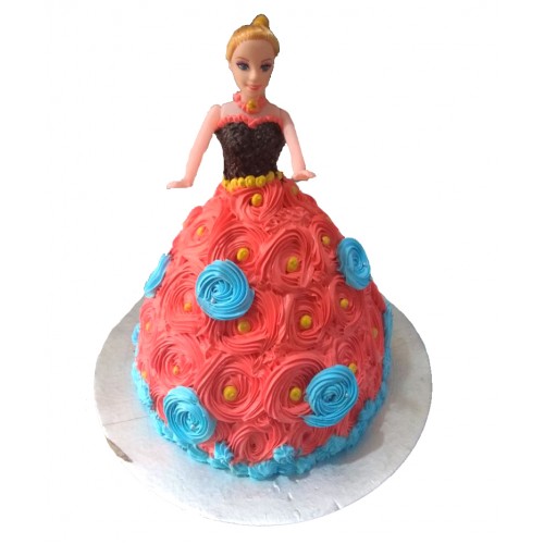 Barbie Doll Cake with Red Roses Dress Delivery in Noida
