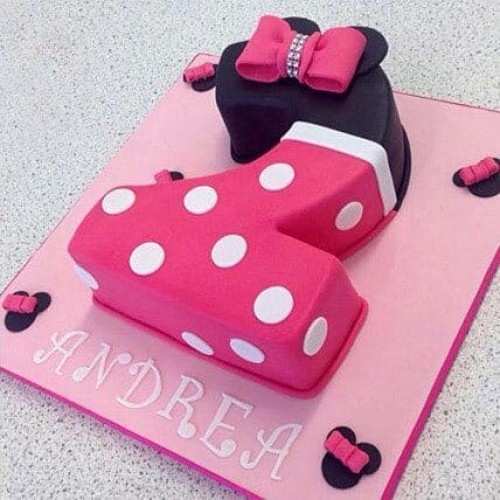 Two Number Pink Minnie Cake Delivery in Noida