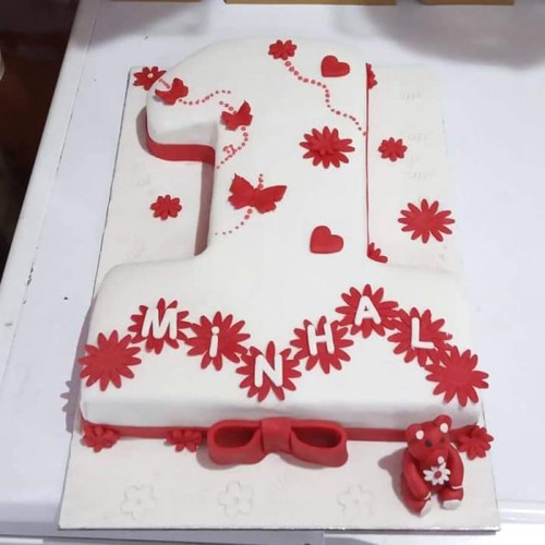 One Number Shape Fondant Cake Delivery in Noida