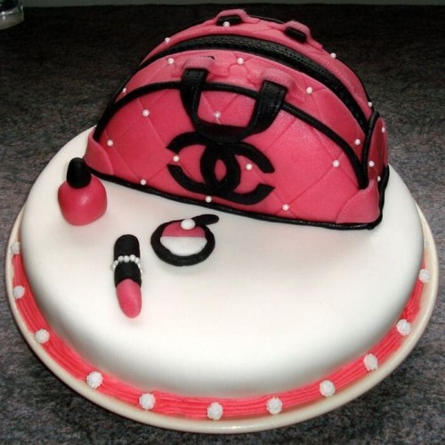 Chanel Bag Themed Fondant Cake Delivery in Noida