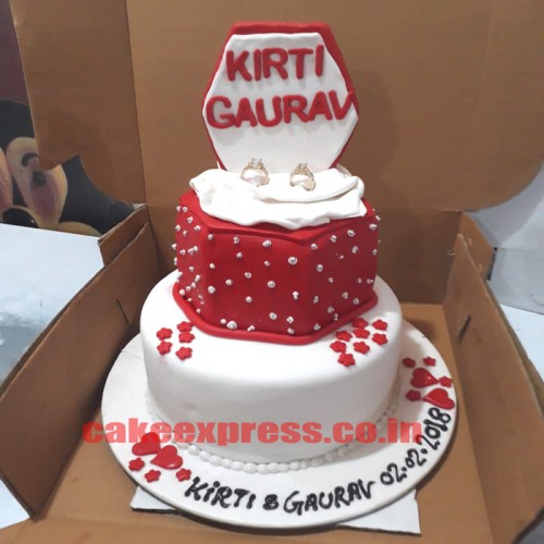 Engagement Ring Ceremony Fondant Cake Delivery in Noida