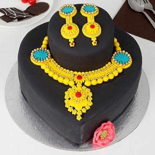 Gold Jewelry Set Designer Fondant Cake Delivery in Noida