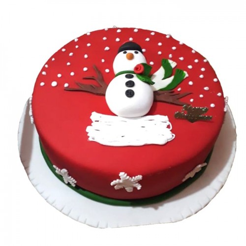 Snowman Christmas Fondant Cake Delivery in Noida