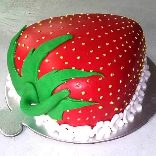Strawberry Shape Fondant Cake Delivery in Noida