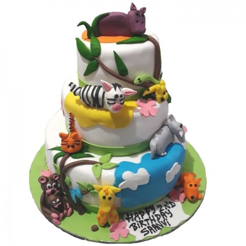 Jungle Themed Customized Fondant Cake Delivery in Noida