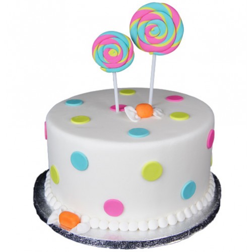 Candy Polka Dot Fondant Cake Delivery in Noida