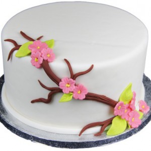 Longevity design 3 - peach cherry blossom cream cake 