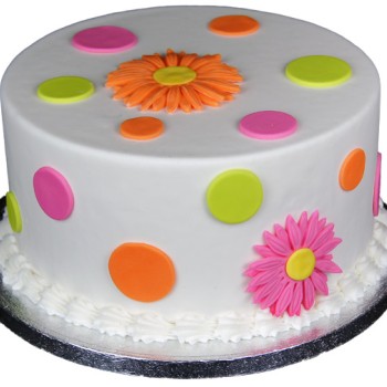 Polka Dot Daisy Fondant Cake