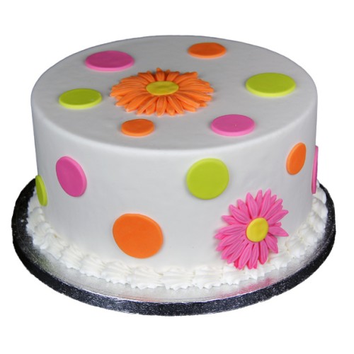 Polka Dot Daisy Fondant Cake Delivery in Noida Polka Dot Daisy Fondant Cake Delivery in Noida