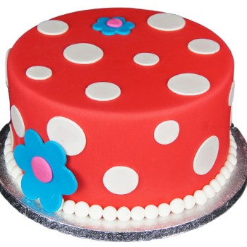 White Polka Dot Red Fondant Cake