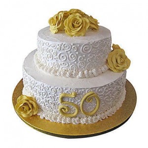 Two Tier Floral Vanilla Cake - Tasty Treat Cakes