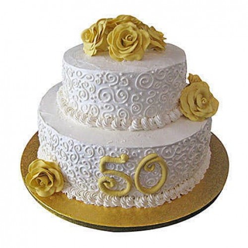2 Tier Anniversary Pineapple Cake Delivery in Noida