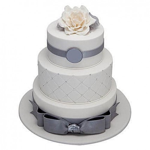 3 Tier Silver Anniversary Chocolate Cake Delivery in Noida