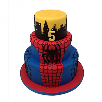 3 Tier Spiderman Fondant Cake 3 Tier Spiderman Fondant Cake