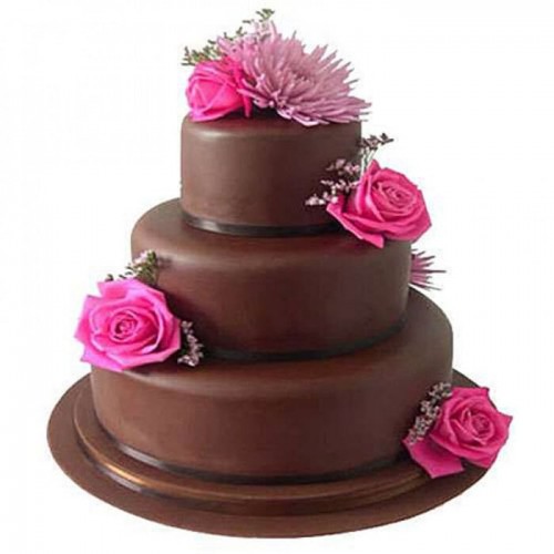 3 Tier Truffle Brown Fondant Cake Delivery in Noida
