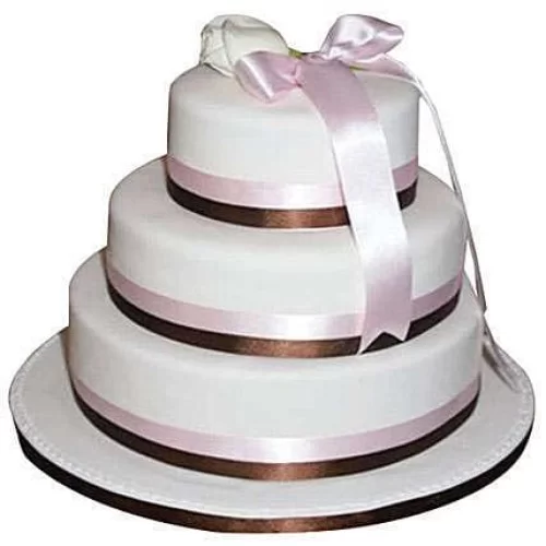 3 Tier White Fondant Chocolate Cake Delivery in Noida