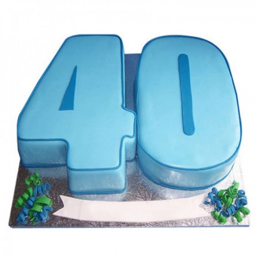 40 Number Blue Fondant Cake Delivery in Noida