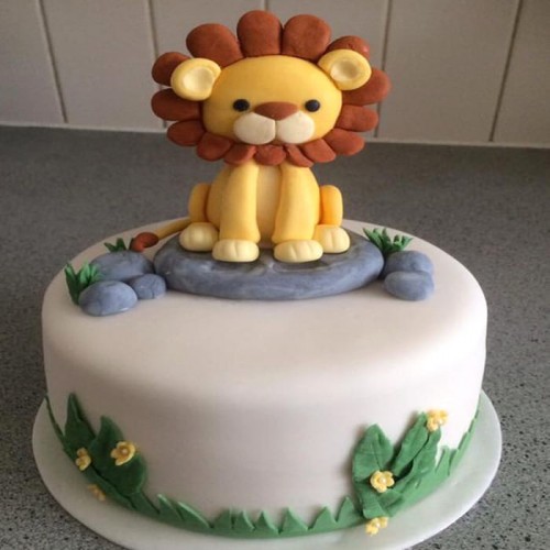 Baby Shower Lion Fondant Cake Delivery in Noida