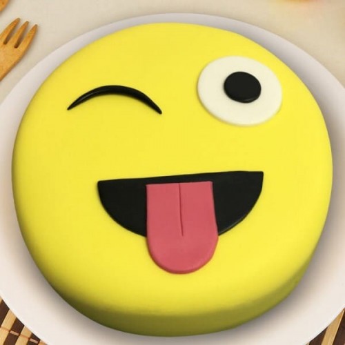 Crazy Face Smiley Fondant Cake Delivery in Noida