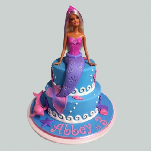 Cute Mermaid Barbie Fondant Cake Delivery in Noida