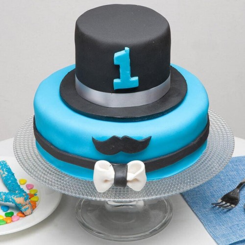 Moustache And Hat Fondant Cake Delivery in Noida