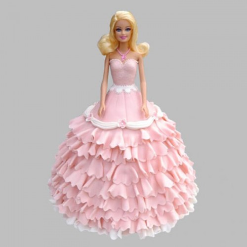 Pink Floral Barbie Fondant Cake Delivery in Noida