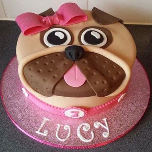 Pug Puppy Dog Face Fondant Cake Delivery in Noida