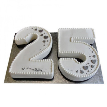 Silver Jubilee Fondant Cake Silver Jubilee Fondant Cake