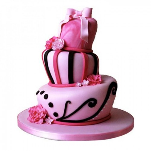 Stunning Pink Wedding Fondant Cake Delivery in Noida