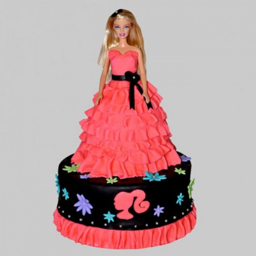 Wavy Dress Barbie Fondant Cake Delivery in Noida