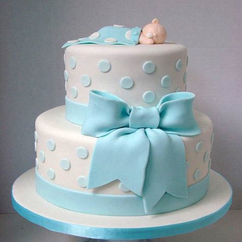 2 Tier Baby Shower Designer Fondant Cake Delivery in Noida