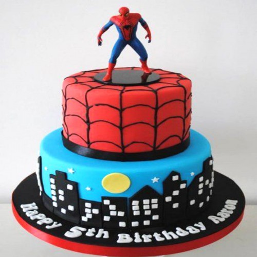 2 Tier Spiderman Fondant Cake Delivery in Noida