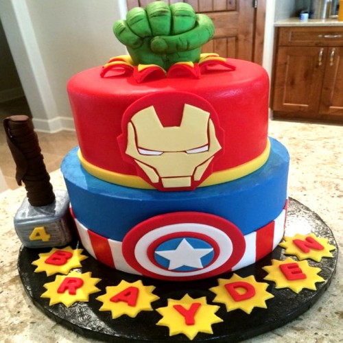 2 Tier Superhero Avengers Theme Cake Delivery in Noida