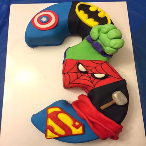 3 Number Avengers Fondant Cake Delivery in Noida