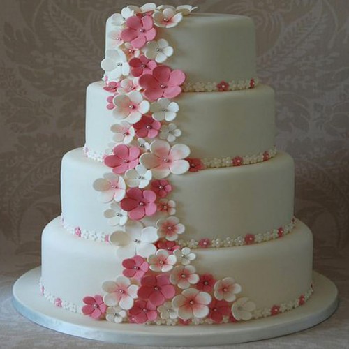 4 Tier Floral Wedding Fondant Cake Delivery in Noida