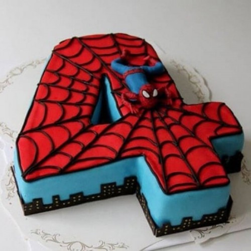 4th Birthday Spiderman Fondant Cake Delivery in Noida