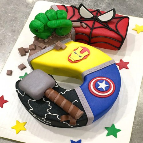 5 Number Avengers Customized Cake Delivery in Noida