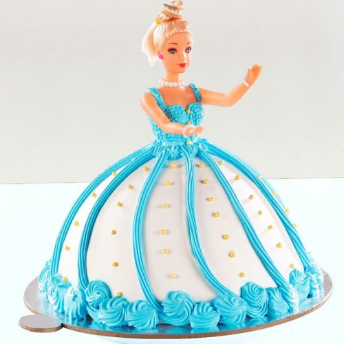 Blue Barbie Doll Cream Cake Delivery in Noida