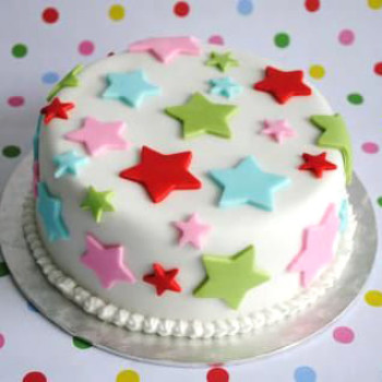 Colorful Stars Fondant Cake Colorful Stars Fondant Cake