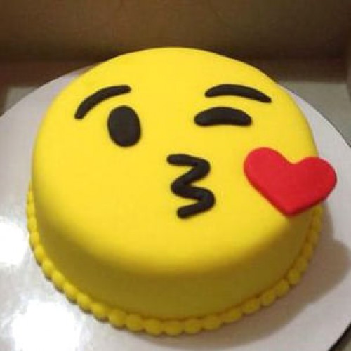 Face Blowing A Kiss Emoji Fondant Cake Delivery in Noida