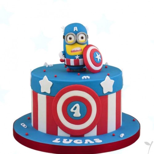 Minion As Captain America Fondant Cake Delivery in Noida
