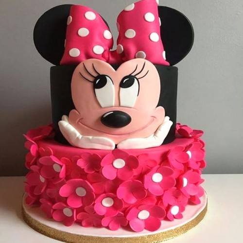 Minnie Mouse 1st Birthday Fondant Cake Delivery in Noida