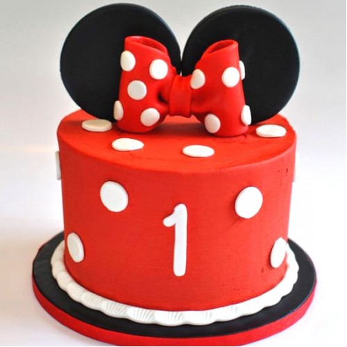 Minnie Mouse Red Fondant Cake Delivery in Noida