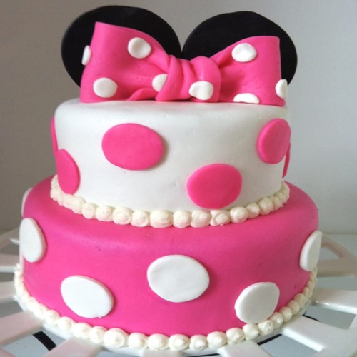 Minnie Mouse Theme 2 Tier Cake Delivery in Noida