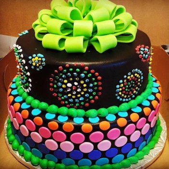 Neon Glow Birthday Fondant Cake Neon Glow Birthday Fondant Cake