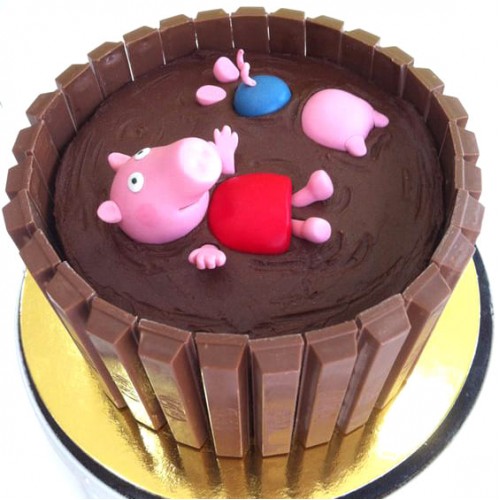 Peppa Pig Chocolate Kit Kat Cake Delivery in Noida